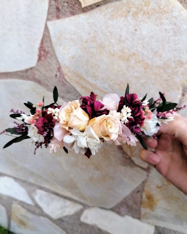 Tocado flores preservadas romántico