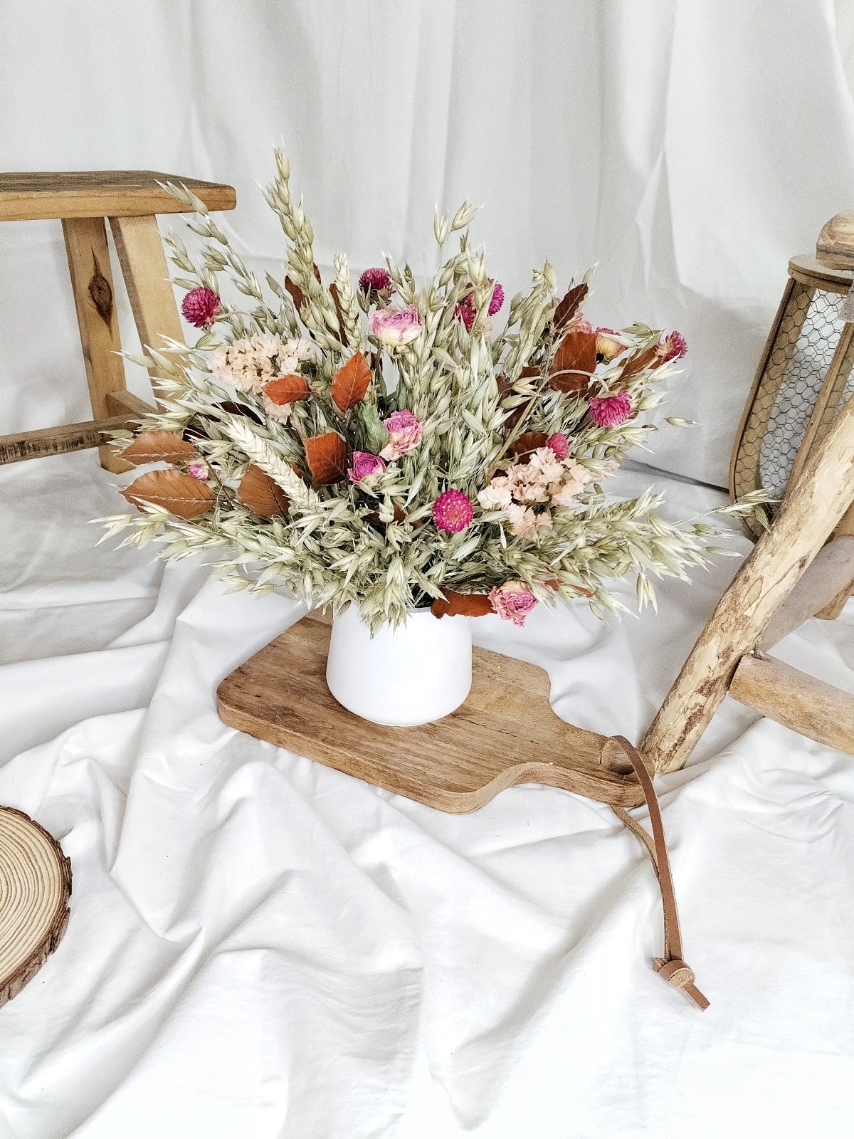 Centro de flor preservada Avena