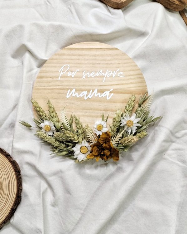 Placa madera Por siempre mamá